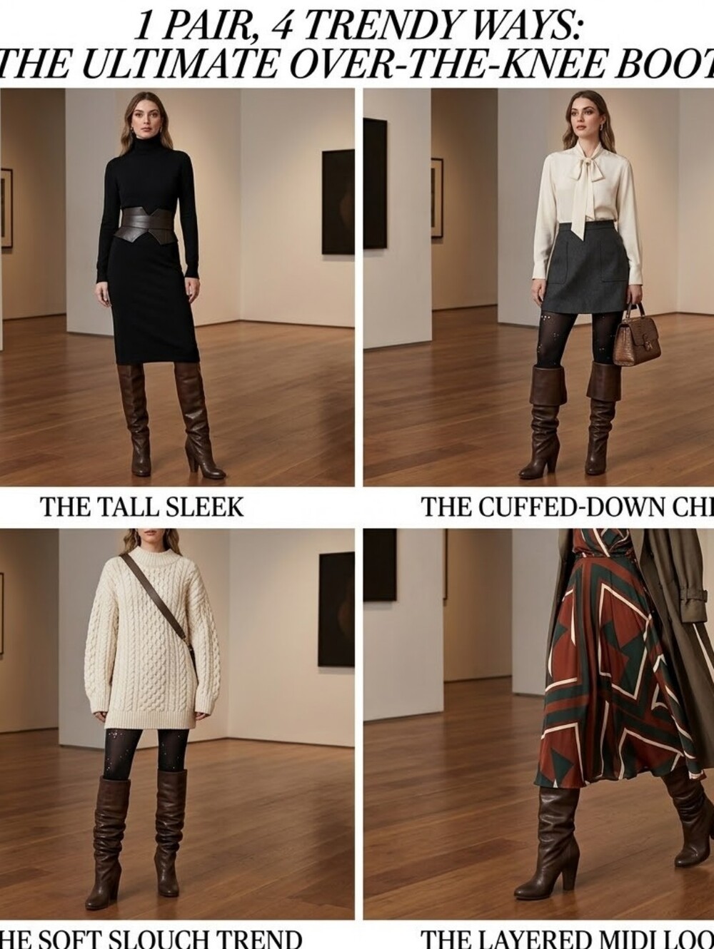 ZARA vintage Fisherman brown leather over-the-knee boots Eur 38 Western Rodeo